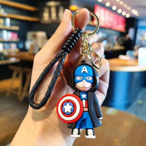 Marvel Superhero Keychains – Spider-Man, Captain America & Iron Man Cute Action Figure Keyrings - Image 3