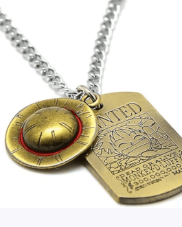 One Piece Luffy Skull Pendant Necklace – Straw Hat Pirates Rope Chain for Boys & Men