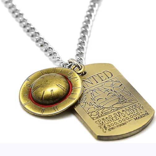 One Piece Luffy Skull Pendant Necklace – Straw Hat Pirates Rope Chain for Boys & Men