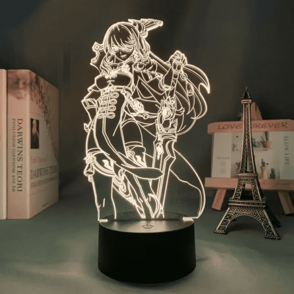 Genshin Impact 3D LED Night Light – Raiden Shogun Anime Lamp with Luminous Base - Image 12