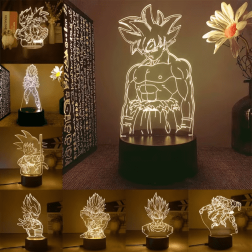 Dragon Ball Z 3D LED Night Light – Super Saiyan Goku & Vegeta Anime Lamp - Image 2
