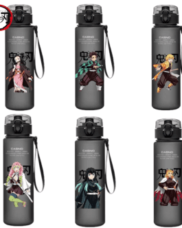 560ml Demon Slayer Water Bottle – Nezuko & Tanjirou Anime Cup | Portable Plastic Drinking Bottle for Kids & Fans