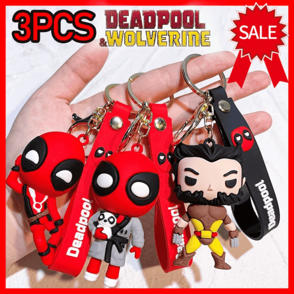 Deadpool & Wolverine Keychain – Superhero Mutants Movie Figure Pendant - Image 2