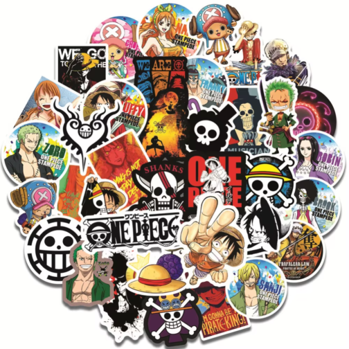 50Pcs One Piece Sticker Pack - Waterproof Anime Stickers for Phone Cases, Laptops, and DIY Projects