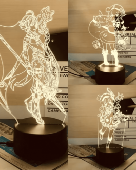 Genshin Impact 3D LED Night Light – Raiden Shogun Anime Lamp with Luminous Base