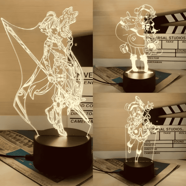 Genshin Impact 3D LED Night Light – Raiden Shogun Anime Lamp with Luminous Base - Image 2