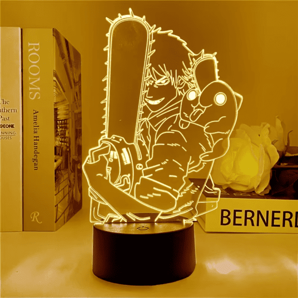 3D LED Night Light – Chainsaw Man Anime Lamp for Bedroom Decoration