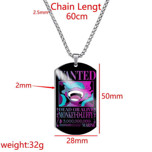 One Piece Stainless Steel Dog Tag Necklace – Luffy’s 3 Billion Bounty - Image 7