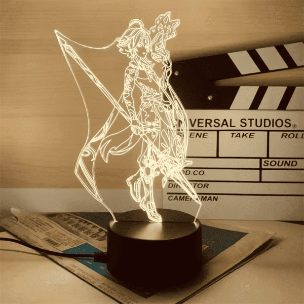 Genshin Impact 3D LED Night Light – Raiden Shogun Anime Lamp with Luminous Base - Image 9