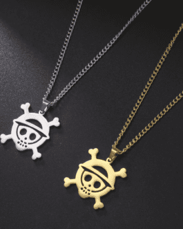 Anime Skeleton Face Stainless Steel Necklace – Gothic Choker Chain for Men & Women, One Piece Jewelry Gift