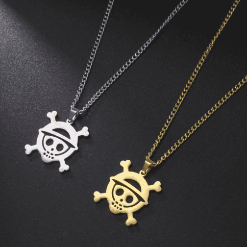 Anime Skeleton Face Stainless Steel Necklace – Gothic Choker Chain for Men & Women, One Piece Jewelry Gift