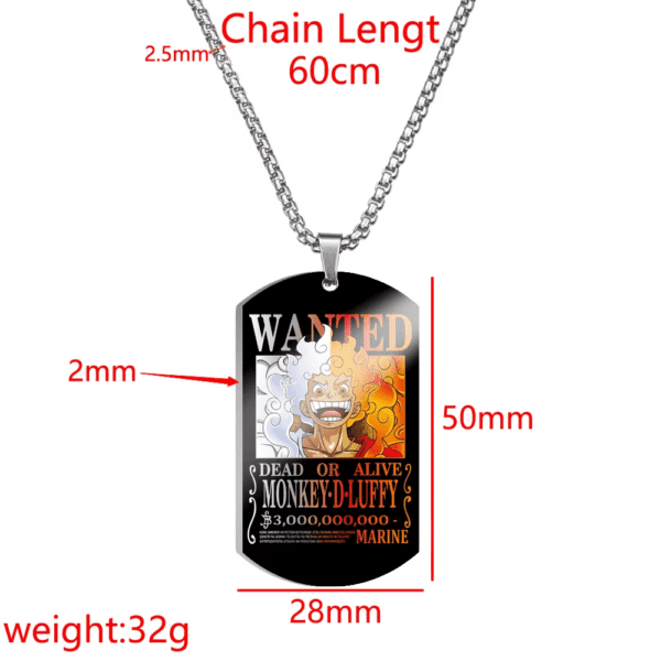 One Piece Stainless Steel Dog Tag Necklace – Luffy’s 3 Billion Bounty - Image 6