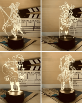 Genshin Impact 3D LED Night Light – Raiden Shogun Anime Lamp with Luminous Base