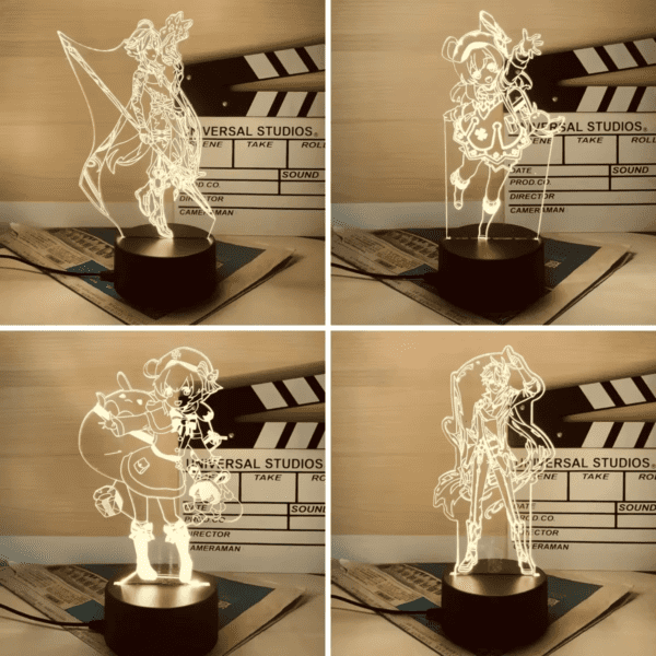 Genshin Impact 3D LED Night Light – Raiden Shogun Anime Lamp with Luminous Base