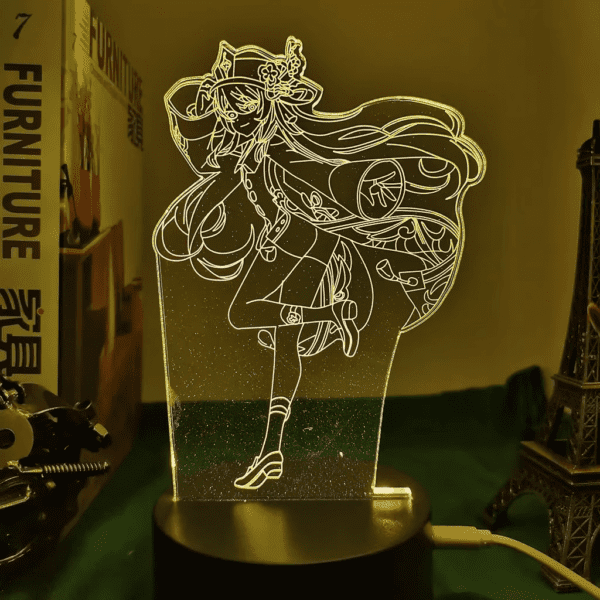 Genshin Impact 3D LED Night Light – Raiden Shogun Anime Lamp with Luminous Base - Image 10