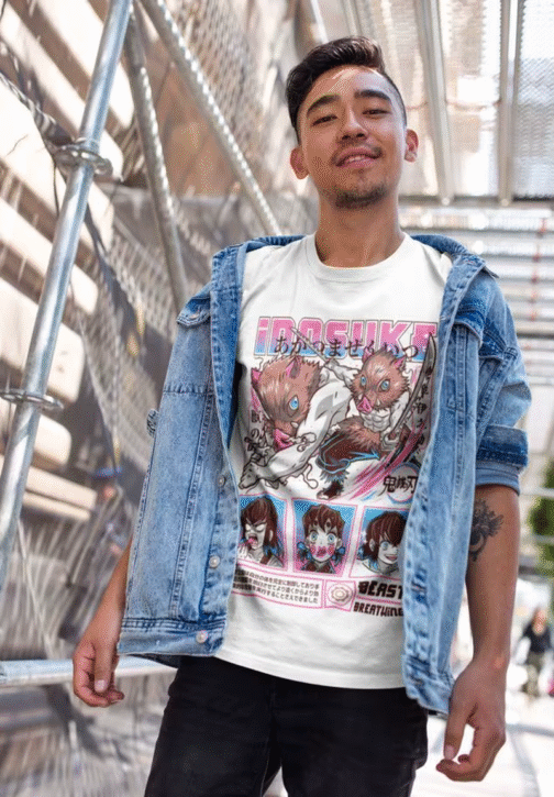 Inosuke Hashibira Anime T-Shirt – Demon Slayer Kimetsu no Yaiba Unisex Cotton Tee - Image 3